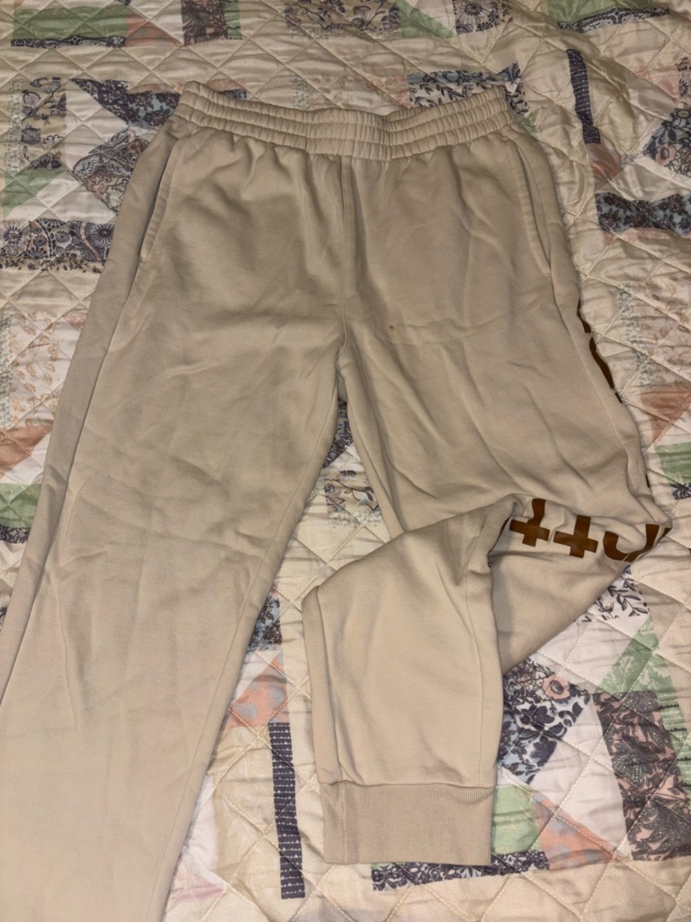 Carhartt Kids Tan Sweatpants with Brown Logo Detail